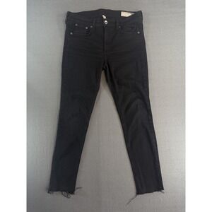 Rag & Bone Ankle Skinny Jeans Womens 30 Black Mid Rise Raw‎ Hem Stretch Denim